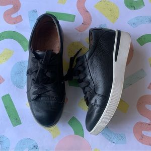 Gentle Souls 5.5 Black Leather Sneaker Haddie Wedge
